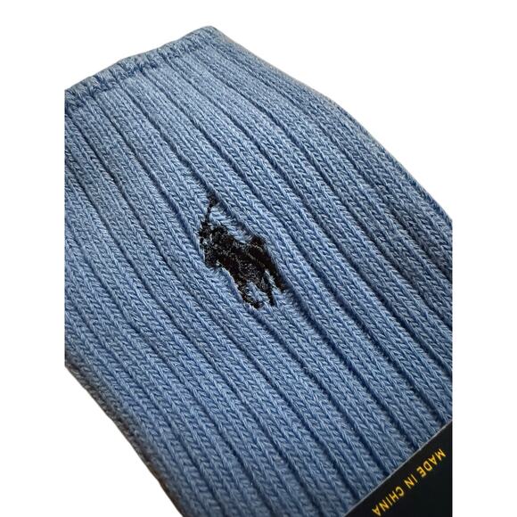 Polo Ralph Lauren Men’s Classic Crew Cotton Socks Bundle 3 Pack Black Blue Gray - Picture 6 of 8